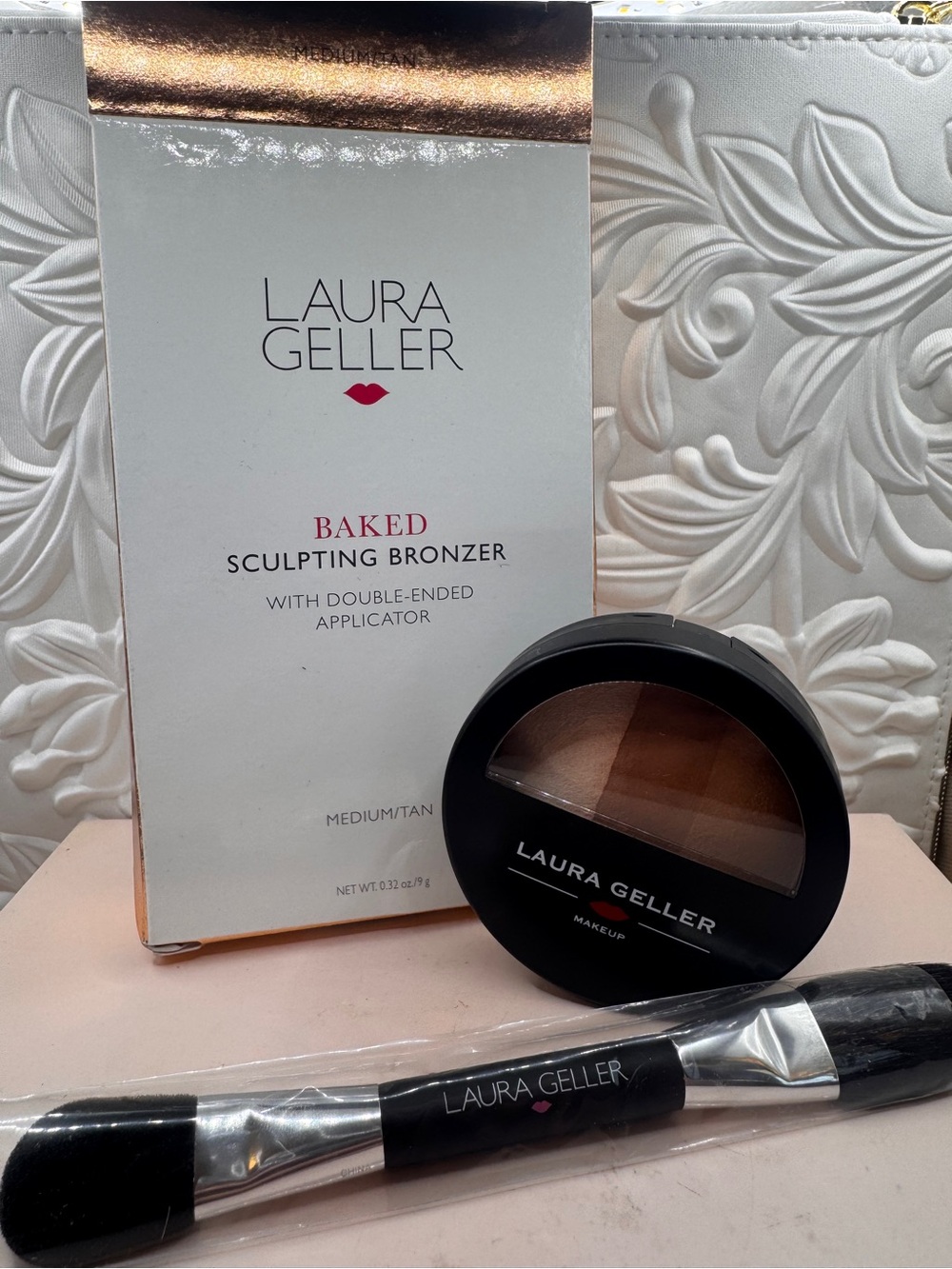 Laura geller baked sculpting bronzer w/ dbl ended applicator ‘medium tan’